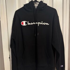 Champion Black Hoodie with Gray Hood – Medium